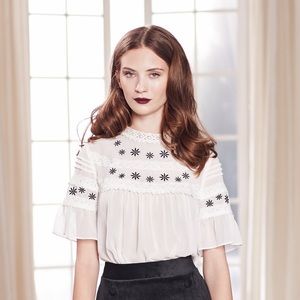 LC Lauren Conrad Runway Lace Flower Collar Blouse